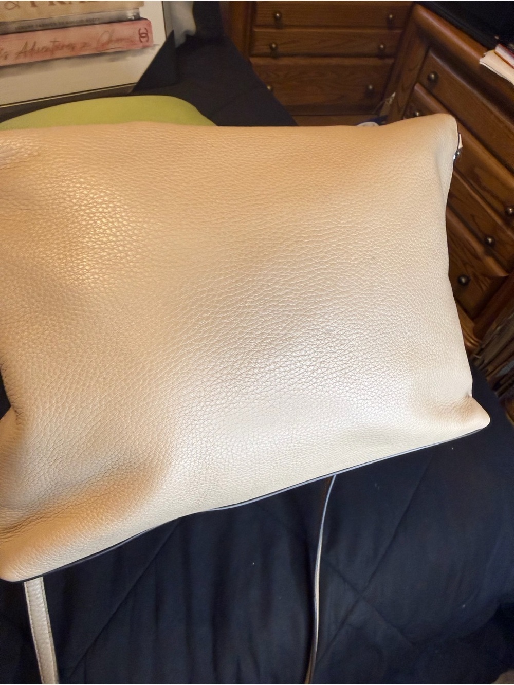 Tory Burch Marion Fold-Over Crossbody Bag | Pebbled Leather | Light Beige/Taupe - Picture 12 of 15